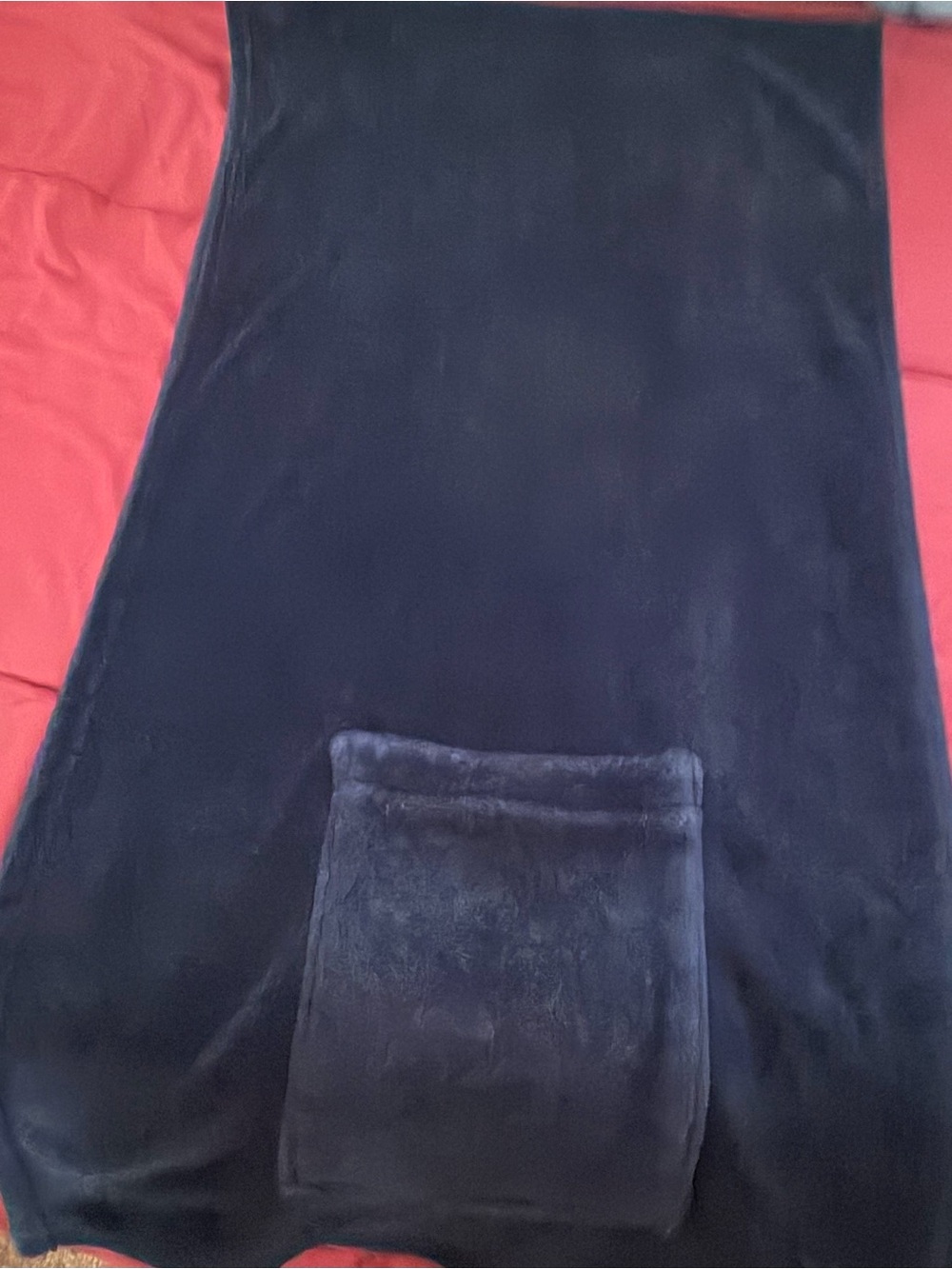 Long Navy Blue Cozy Pocket Blanket Wrap